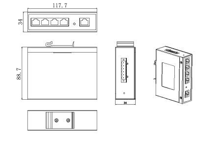 5口百兆口交換機尺寸圖 5口百兆口交換機尺寸圖